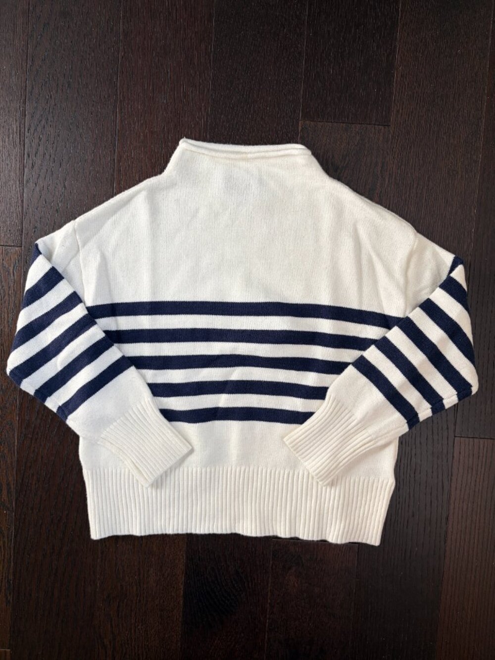 Truth by Republic Striped Rollneck Sweater (Off-White w/ Blue Stripes) - Small
